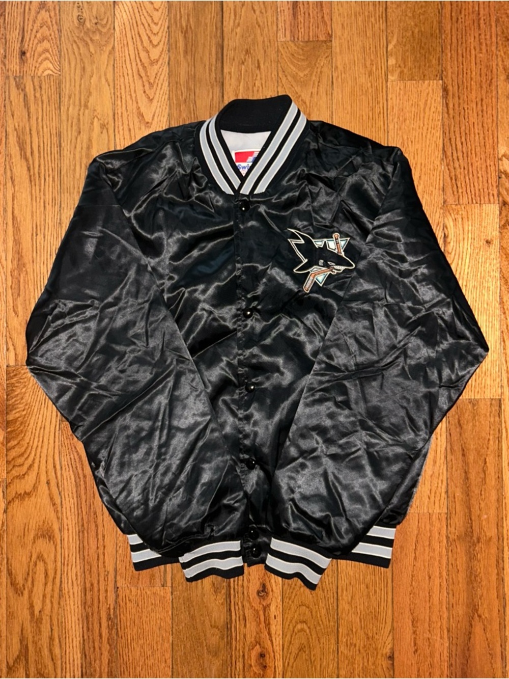 San Jose Sharks Swingster Vintage Satin Jacket Size Medium